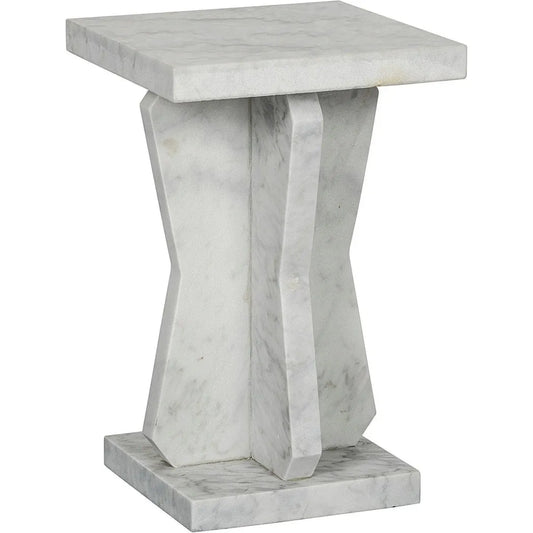 Noir Vasco Marble White Round Side Table
