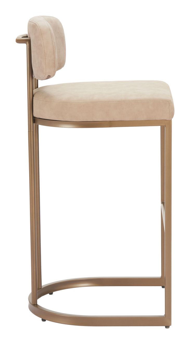 Zuo Modern Velar Beige Faux Leather Barstool 2PC