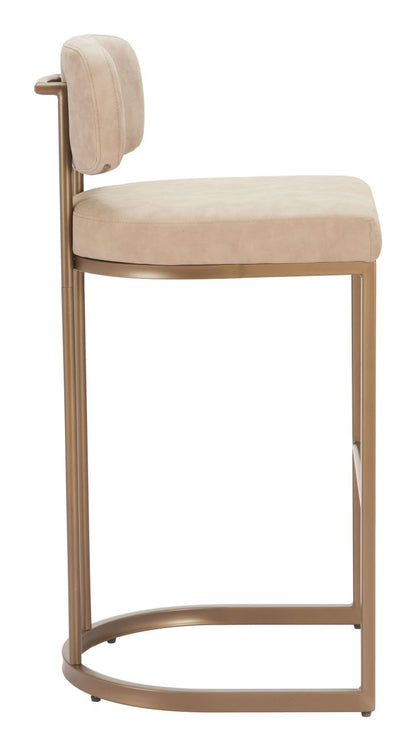 Zuo Modern Velar Beige Faux Leather Barstool 2PC
