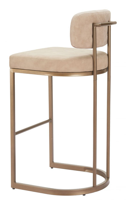 Zuo Modern Velar Beige Faux Leather Barstool 2PC