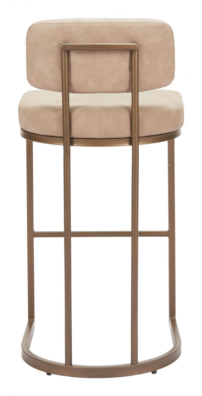 Zuo Modern Velar Beige Faux Leather Barstool 2PC