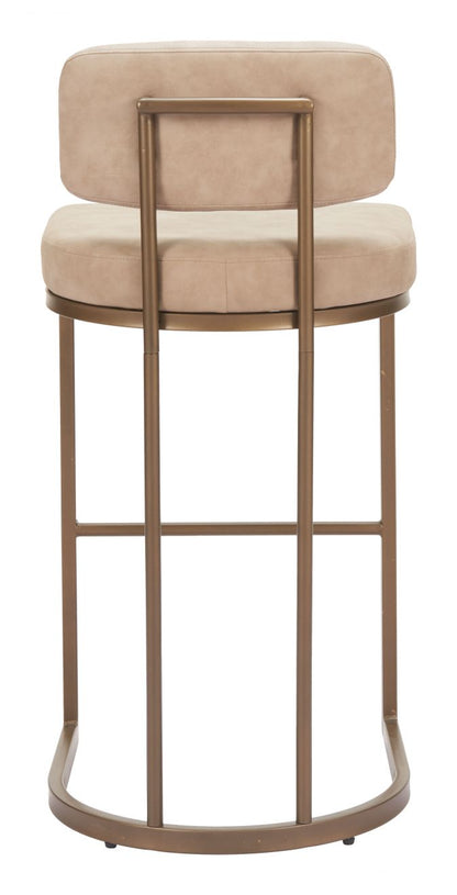 Zuo Modern Velar Beige Faux Leather Barstool 2PC