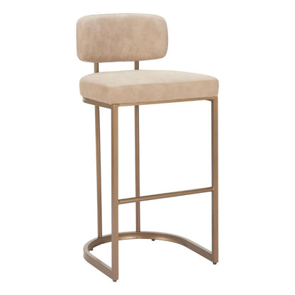 Zuo Modern Velar Beige Faux Leather Barstool 2PC