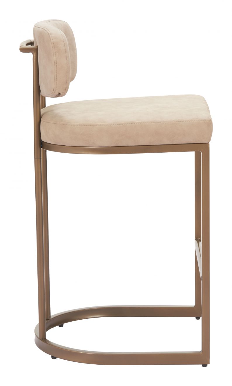 Zuo Modern Velar Beige Faux Leather Counter Stool 2PC