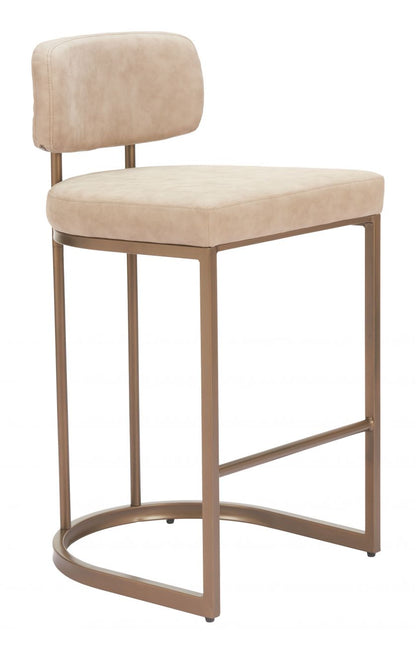 Zuo Modern Velar Beige Faux Leather Counter Stool 2PC