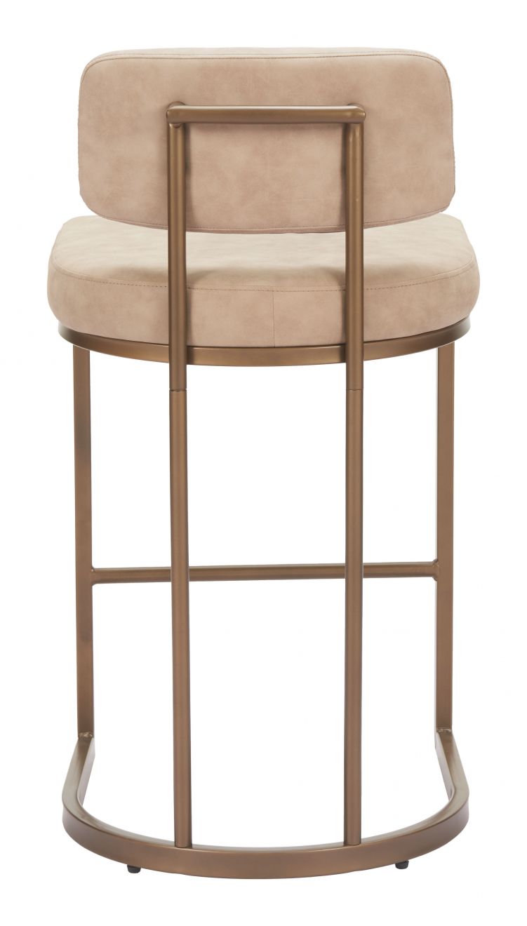 Zuo Modern Velar Beige Faux Leather Counter Stool 2PC