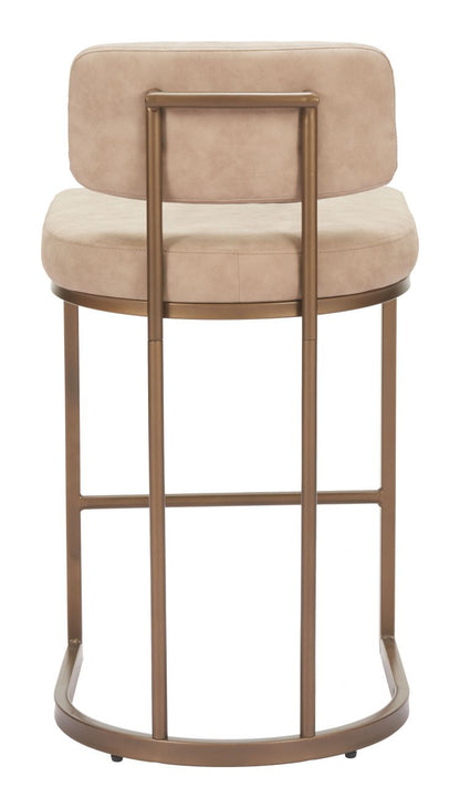 Zuo Modern Velar Beige Faux Leather Counter Stool 2PC