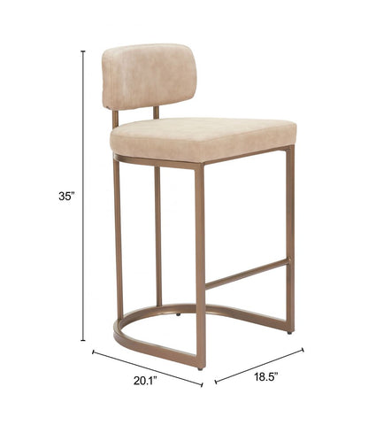 Zuo Modern Velar Beige Faux Leather Counter Stool 2PC