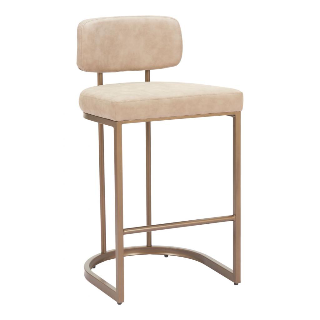 Zuo Modern Velar Beige Faux Leather Counter Stool 2PC