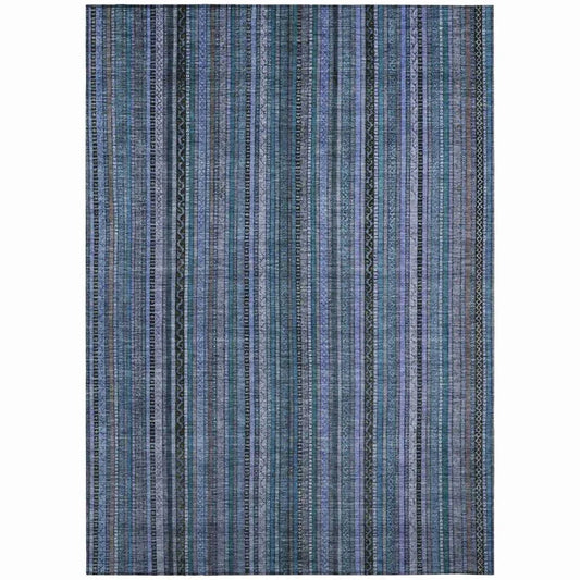 LOOMLAN Rugs Velatrix Blue Washable Indoor-Outdoor Rug