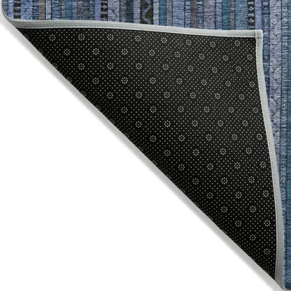 LOOMLAN Rugs Velatrix Blue Washable Indoor-Outdoor Rug
