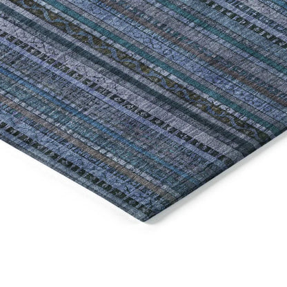 LOOMLAN Rugs Velatrix Blue Washable Indoor-Outdoor Rug