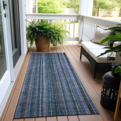 LOOMLAN Rugs Velatrix Blue Washable Indoor-Outdoor Rug