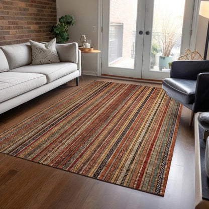 LOOMLAN Rugs Velatrix Orange Washable Indoor-Outdoor Rug