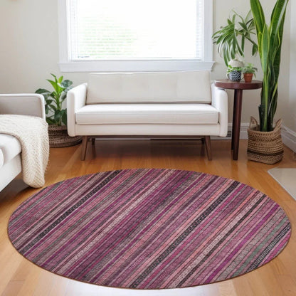 LOOMLAN Rugs Velatrix Pink Washable Indoor-Outdoor Rug
