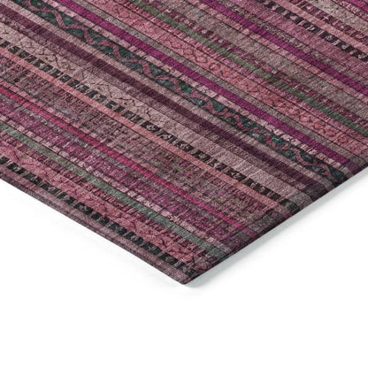LOOMLAN Rugs Velatrix Pink Washable Indoor-Outdoor Rug