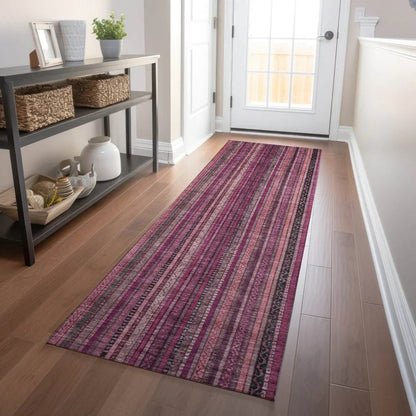 LOOMLAN Rugs Velatrix Pink Washable Indoor-Outdoor Rug