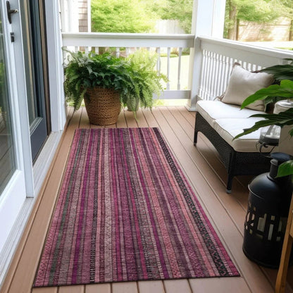 LOOMLAN Rugs Velatrix Pink Washable Indoor-Outdoor Rug