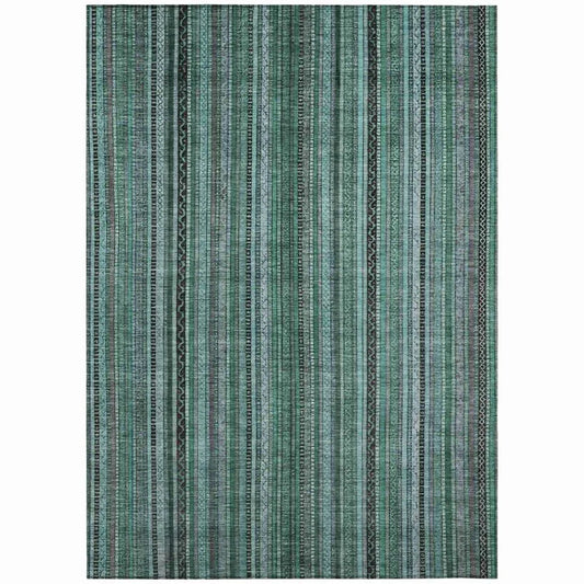 LOOMLAN Rugs Velatrix Teal Washable Indoor-Outdoor Rug