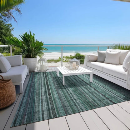 LOOMLAN Rugs Velatrix Teal Washable Indoor-Outdoor Rug