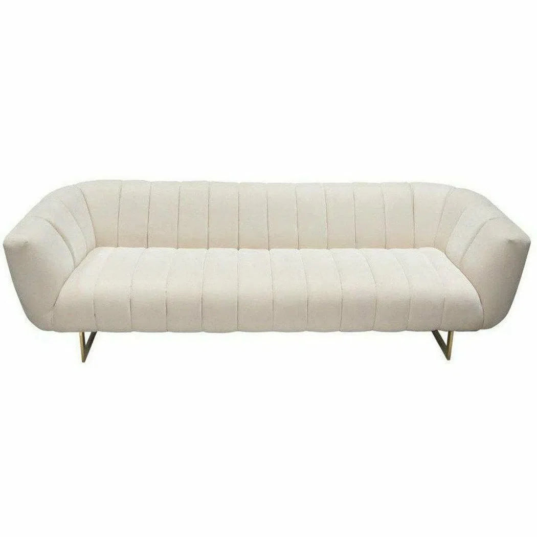 Venus Cream Velvet Sofa With Pink Throw Pillows Sofas & Loveseats Sideboards and Things  By Diamond Sofa