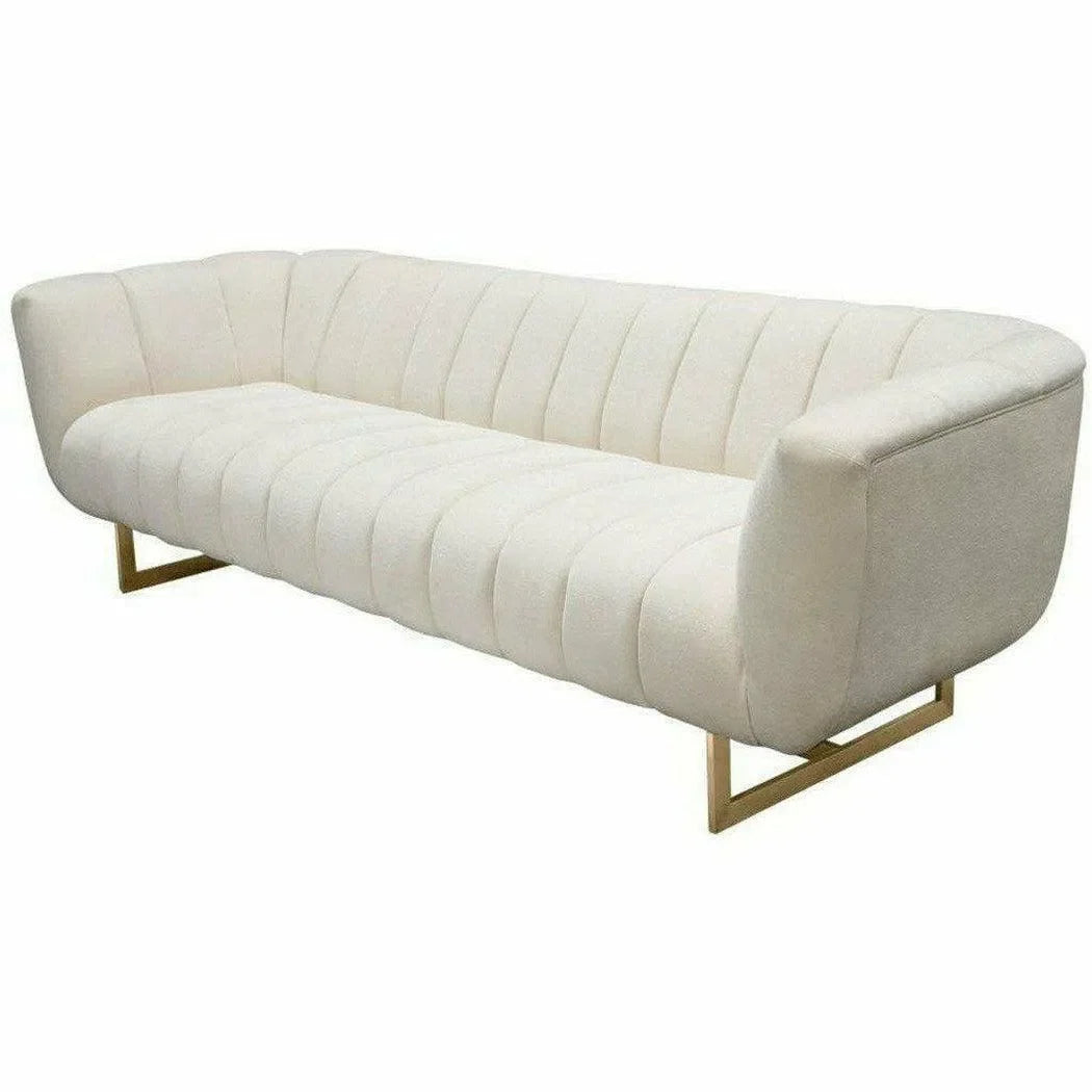 Venus Cream Velvet Sofa With Pink Throw Pillows Sofas & Loveseats Sideboards and Things  By Diamond Sofa