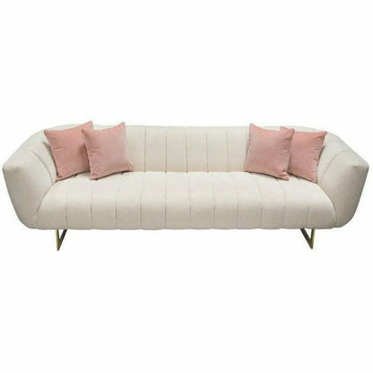 Venus Cream Velvet Sofa With Pink Throw Pillows Sofas & Loveseats Sideboards and Things  By Diamond Sofa