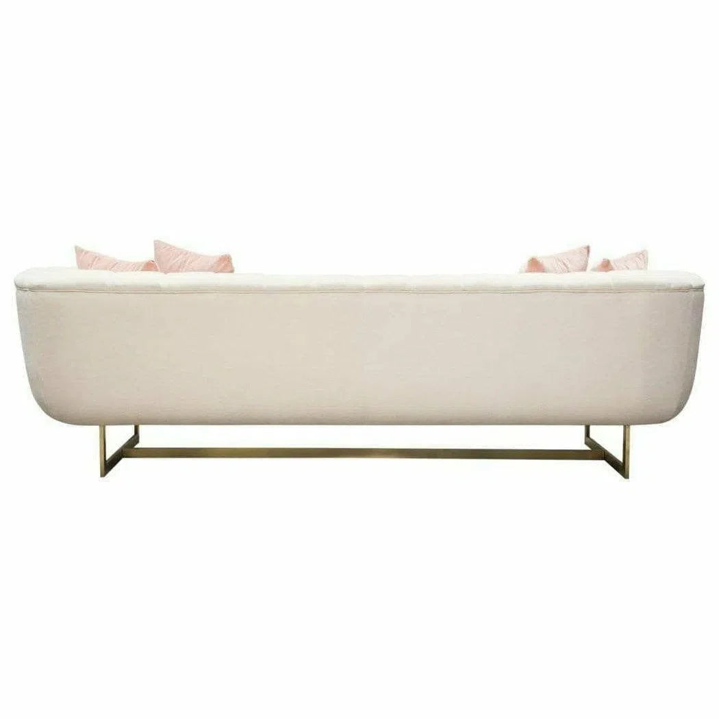 Venus Cream Velvet Sofa With Pink Throw Pillows Sofas & Loveseats Sideboards and Things  By Diamond Sofa