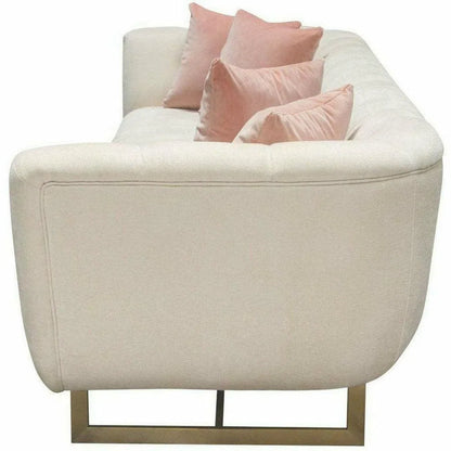 Venus Cream Velvet Sofa With Pink Throw Pillows Sofas & Loveseats Sideboards and Things  By Diamond Sofa