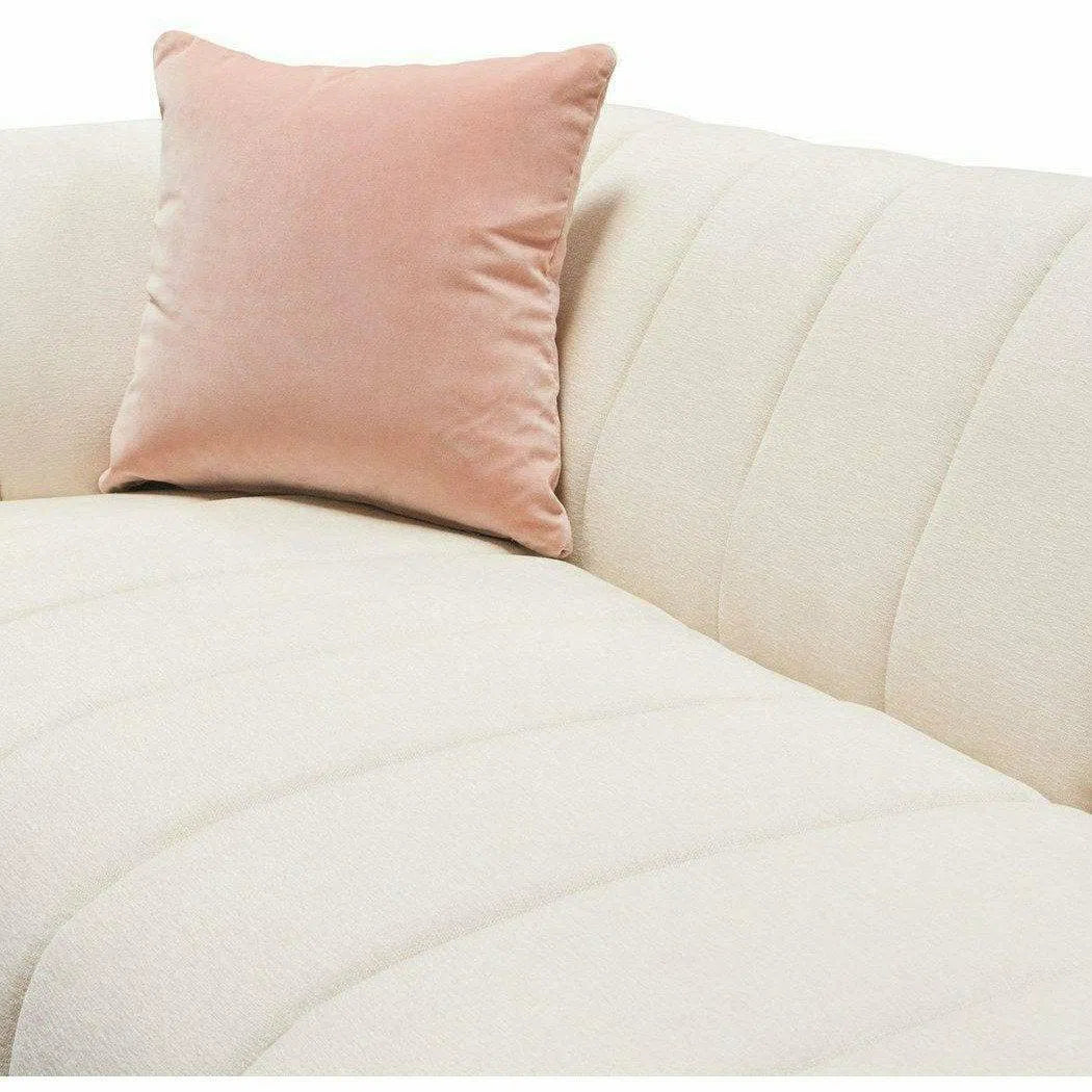 Venus Cream Velvet Sofa With Pink Throw Pillows Sofas & Loveseats Sideboards and Things  By Diamond Sofa