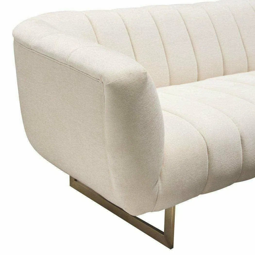 Venus Cream Velvet Sofa With Pink Throw Pillows Sofas & Loveseats Sideboards and Things  By Diamond Sofa