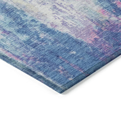 LOOMLAN Rugs Verentha Blue Washable Indoor-Outdoor Rug
