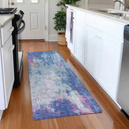 LOOMLAN Rugs Verentha Blue Washable Indoor-Outdoor Rug