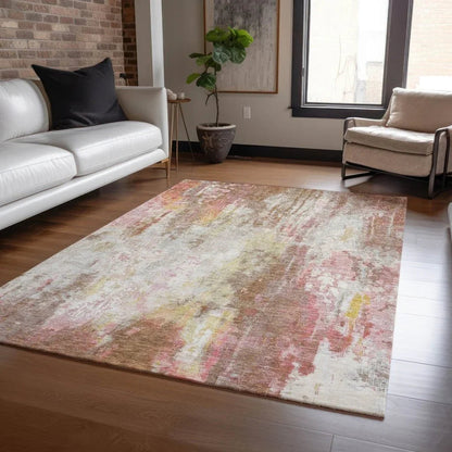 LOOMLAN Rugs Verentha Brown Washable Indoor-Outdoor Rug