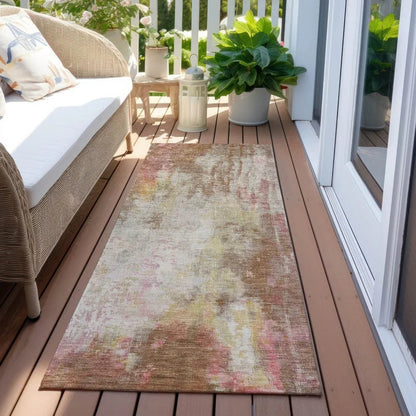 LOOMLAN Rugs Verentha Brown Washable Indoor-Outdoor Rug