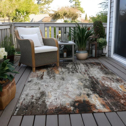LOOMLAN Rugs Verentha Gray Washable Indoor-Outdoor Rug