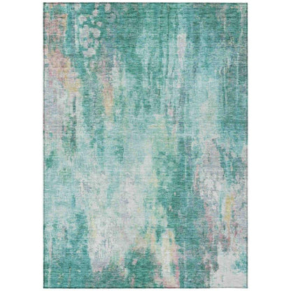 LOOMLAN Rugs Verentha Teal Washable Indoor-Outdoor Rug