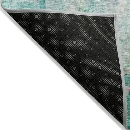 LOOMLAN Rugs Verentha Teal Washable Indoor-Outdoor Rug