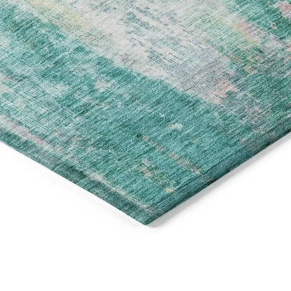 LOOMLAN Rugs Verentha Teal Washable Indoor-Outdoor Rug