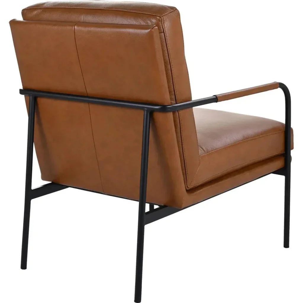 Verlaine Grain Brown Leather Living Room Chair - LOOMLAN - Moe's Home - Accent Chairs