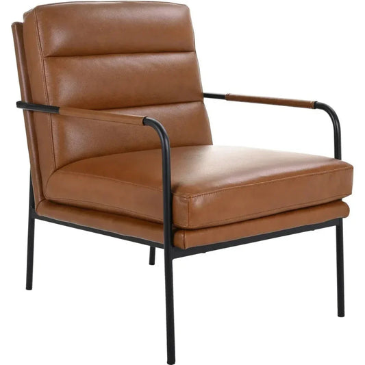 Verlaine Grain Brown Leather Living Room Chair - LOOMLAN - Moe's Home - Accent Chairs
