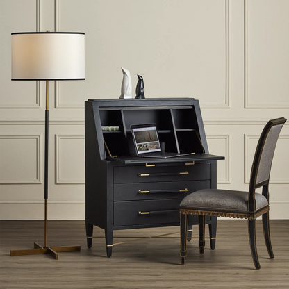 Verona Black Secretary Desk-Home Office Desks-Currey & Co-Sideboards and Things