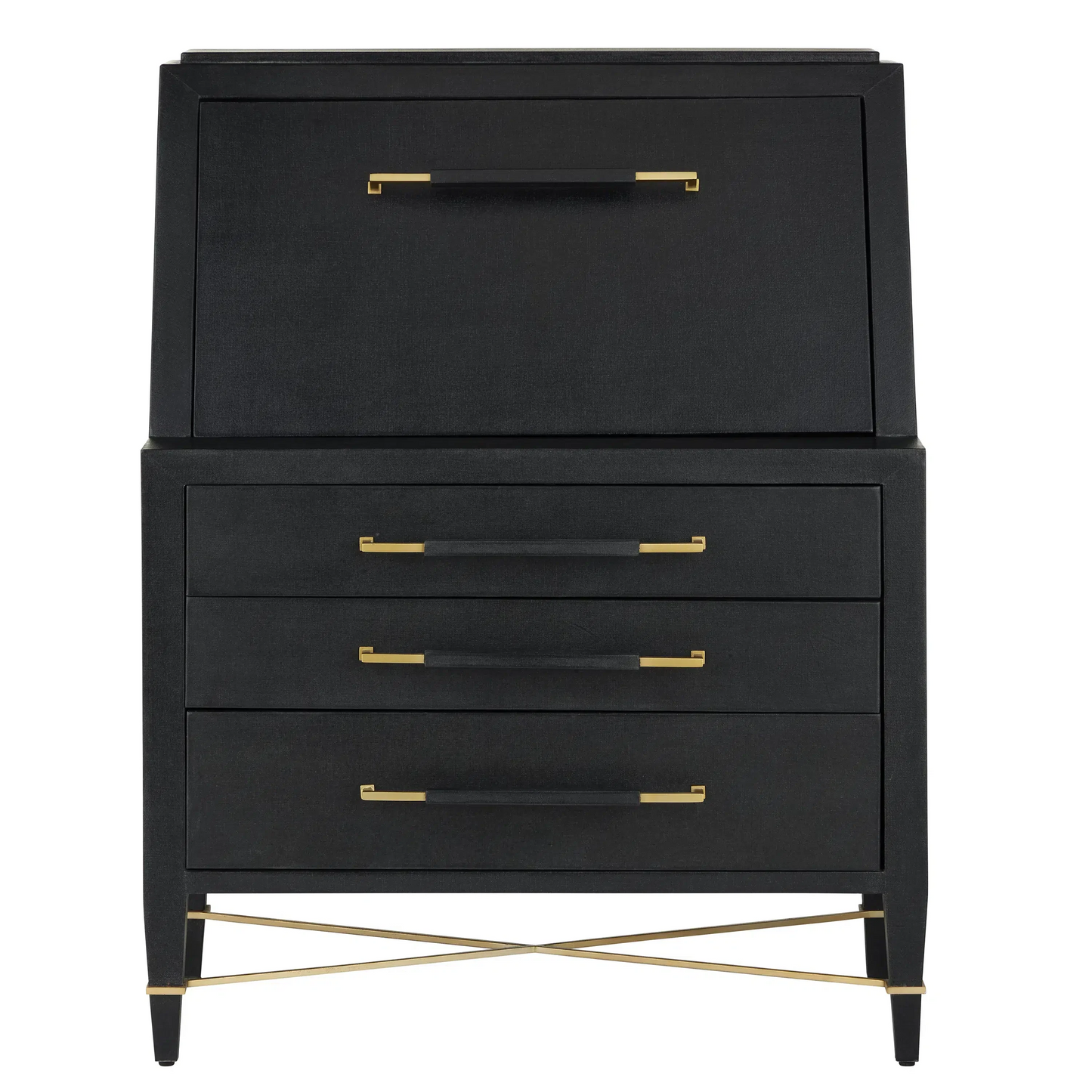 Verona Black Secretary Desk-Home Office Desks-Currey & Co-Sideboards and Things