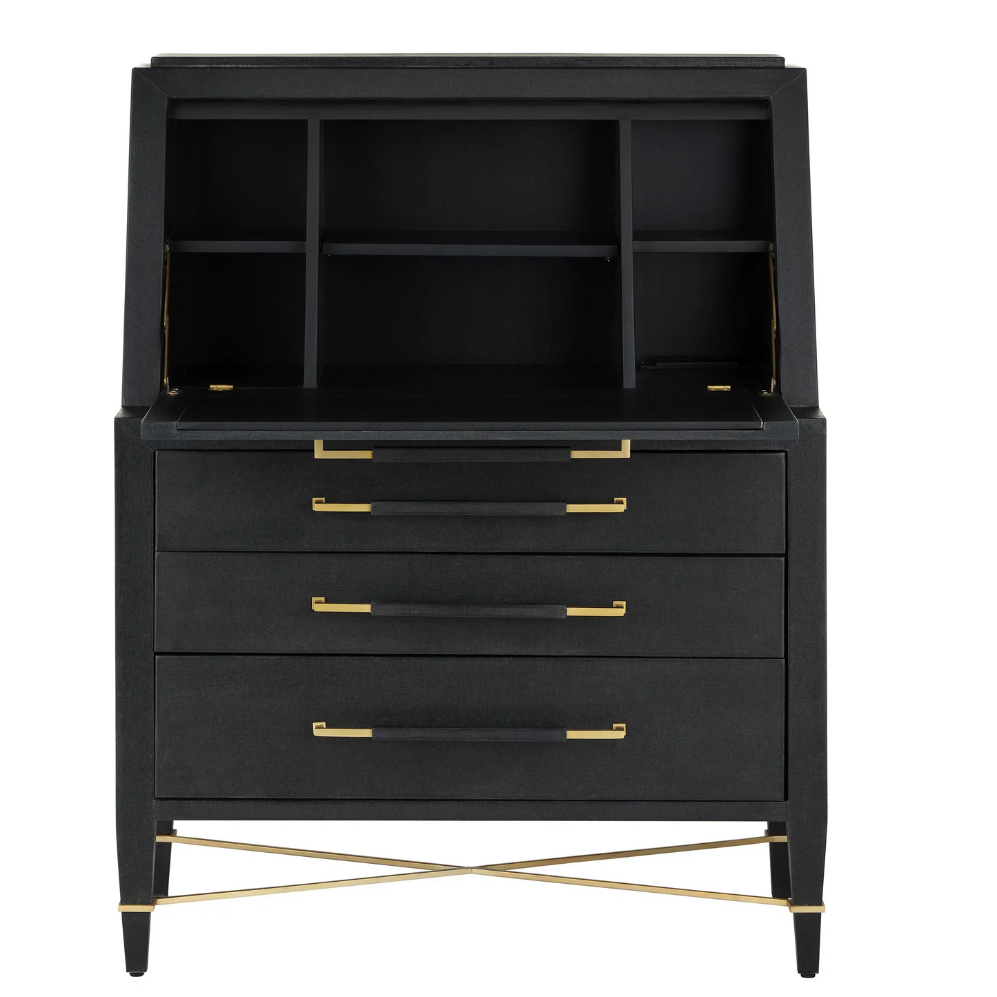 Verona Black Secretary Desk-Home Office Desks-Currey & Co-Sideboards and Things