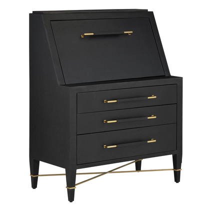 Verona Black Secretary Desk-Home Office Desks-Currey & Co-Sideboards and Things