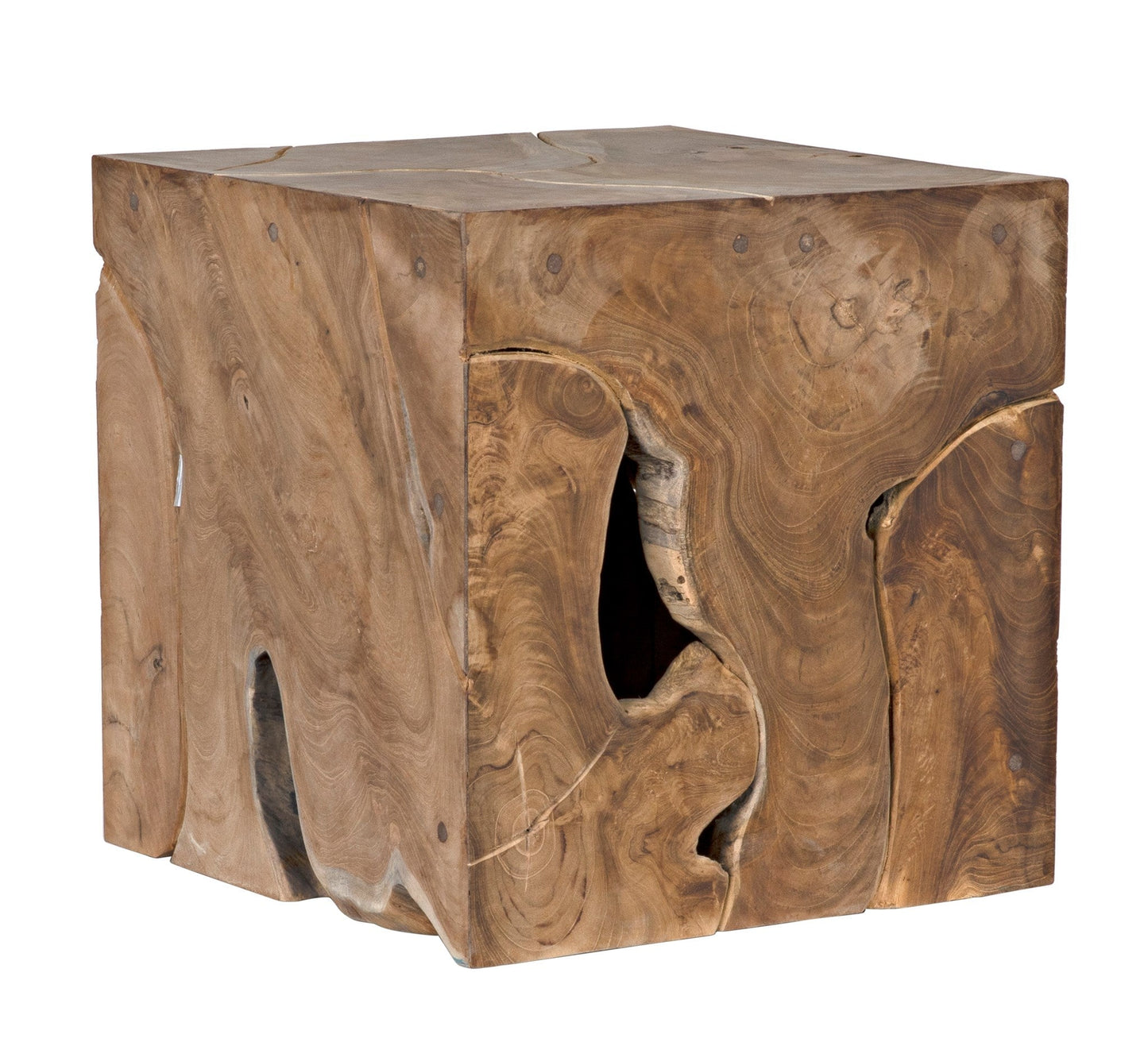 Vert Natural Teak Wood Square Side Table-Side Tables-Noir-Sideboards and Things