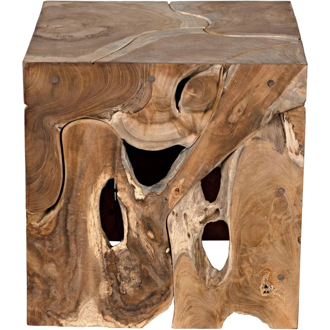 Vert Natural Teak Wood Square Side Table