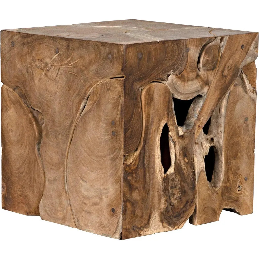 Vert Natural Teak Wood Square Side Table