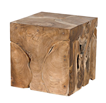 Vert Natural Teak Wood Square Side Table-Side Tables-Noir-Sideboards and Things