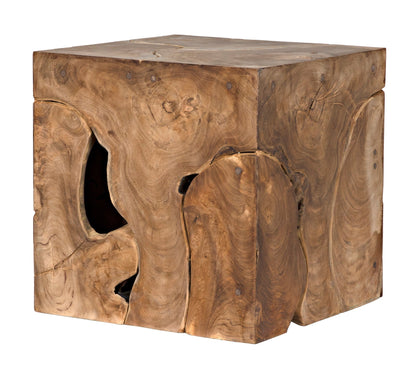 Vert Natural Teak Wood Square Side Table-Side Tables-Noir-Sideboards and Things